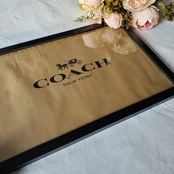COACH Custom Framed Shopping Bag Wall Decor, Wooden Back 18" x 12" - Picture 2 of 7